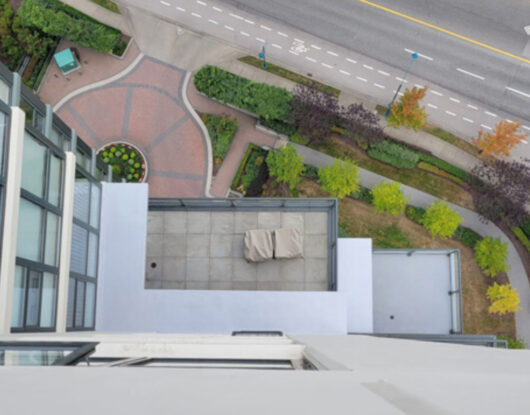 Balcony ledges and central eyebrow waterproofing