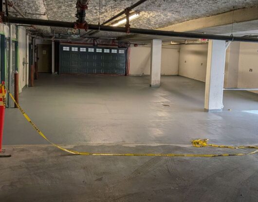 Traffic coating application in residential garage complex